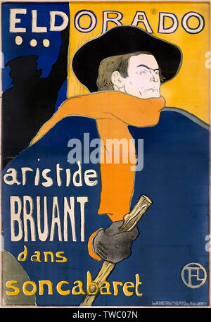 Eldorado: Aristide Bruant dans son Cabaret da Henri de Toulouse-Lautrec (1864-1901), pennello e spruzzo litografia, 1892 Foto Stock