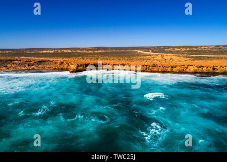 Vista aerea del Quobba costa nord-ovest dell'Australia. Foto Stock