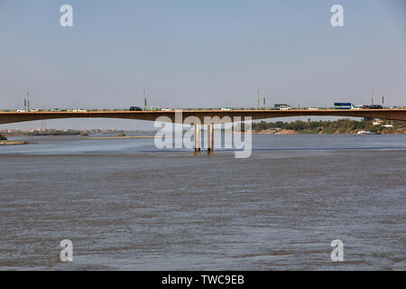 La confluenza del Nilo Bianco e blu Nilo a Khartoum, Sudan Foto Stock