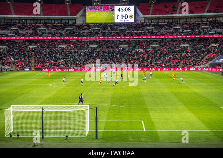 Premier League Football Match in gioco, Wembley Stadium, 29 dicembre 2018, Tottenham Hotspur vs Wolverhampton Wanderers. Londra, Inghilterra, Regno Unito. Foto Stock