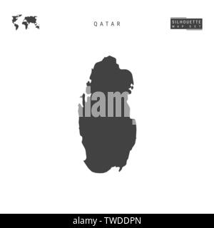 Il Qatar vuoto mappa vettore isolato su sfondo bianco. High-Detailed silhouette nera Mappa di Qatar. Illustrazione Vettoriale