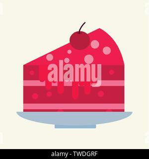 Pezzo di torta di ciliegie illustrazione vettoriale Illustrazione Vettoriale