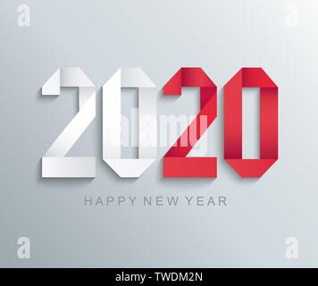 Nuovo anno 2020 carta della scheda Messaggi di saluto. Illustrazione Vettoriale