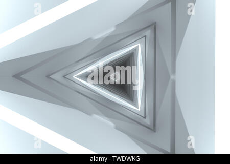 Tridimensionale, rendering luminoso canale triangolare Foto Stock