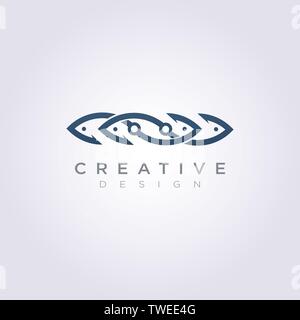 Agganciare la pesca illustrazione Clipart Design Logo Symbol modello. Illustrazione Vettoriale