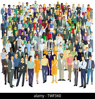 Un folto gruppo di persone all'aperto Foto Stock