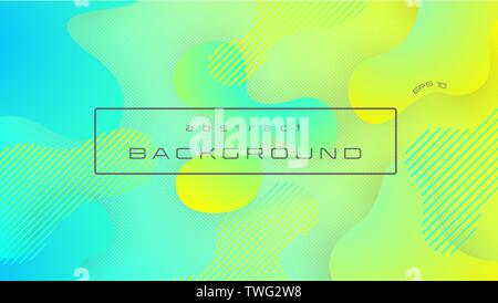 Liquido giallo blu la sfumatura del colore di sfondo astratto, forme di fluido composizione. Eps 10 Illustrazione Vettoriale