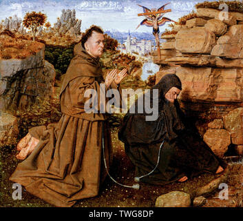 Jan van Eyck, San Francesco di Assisi che riceve le stimmate, pittura, 1430-1432 Foto Stock