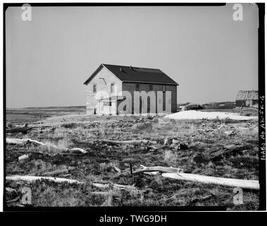 Parte posteriore e laterale - Iditarod Trail Shelter cabine, Solomon Roadhouse, Salomone, Nome area di censimento, AK Foto Stock