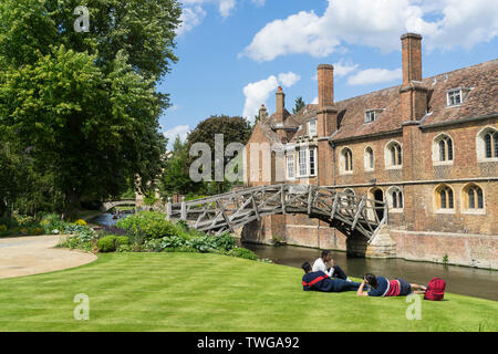 Ponte matematico sul fiume Cam Queens College Cambridge 2019 Foto Stock