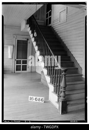 Storici edifici americano sondaggio W. N. Manning, fotografo, 14 aprile 1934. Scale posteriore. - Daniel Pratt House, Autauga Creek, Prattville, Autauga County, AL Foto Stock