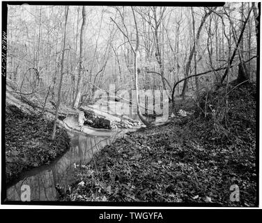 Randall Pagina, fotografo, dicembre 1977. WEST guardando ad est verso il sito. - McCulloch del Mulino d'oro, rame succursale, a nord della Strada Statale Route 1153, Jamestown, Guilford County, NC Foto Stock