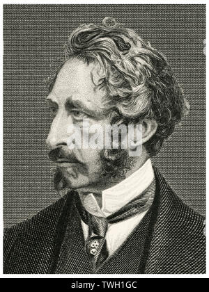 Edward Bulwer-Lytton (1803-73), primo Baron Lytton, poeta inglese, scrittore e uomo politico, testa e spalle ritratto, acciaio incisione, galleria di ritratti di illustri uomini e donne di Europa e America da Evert A. Duyckinck, pubblicato da Henry J. Johnson Johnson, Wilson & Company, New York, 1873 Foto Stock