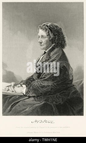 Harriet Beecher Stowe (1811-96), scrittore americano e verità, seduto ritratto, acciaio incisione, galleria di ritratti di illustri uomini e donne di Europa e America da Evert A. Duyckinck, pubblicato da Henry J. Johnson Johnson, Wilson & Company, New York, 1873 Foto Stock