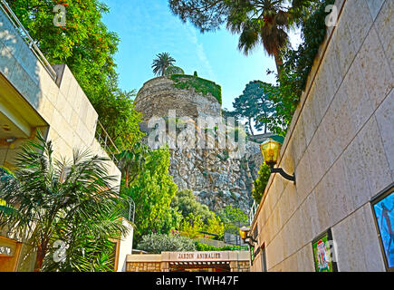 Fontvieille, Monaco - Giugno 13, 2014: ingresso al giardino zoologico di Monaco Foto Stock