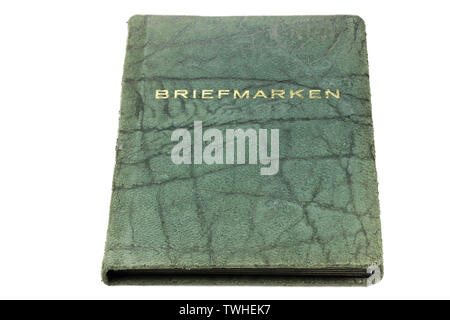 Vintage francobollo tedesco album isolati su sfondo bianco Foto Stock