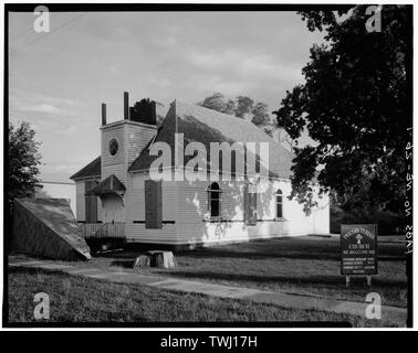 Sam Amato, fotografo Semptember 1977 nord (anteriore) di elevazione - la prima chiesa presbiteriana di Niobrara, angolo sud-est del sesto e strade di acero, Niobrara, Knox County, NE Foto Stock