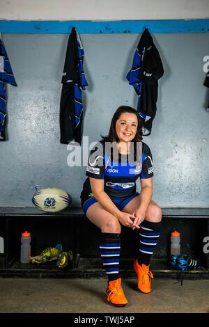 Femmina giocatore di rugby foto Copyright Chris Watt Tel - 07887 554 193 info@chriswatt.com www.chriswatt.com Foto Stock