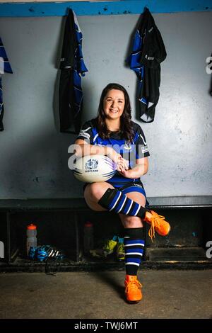 Femmina giocatore di rugby foto Copyright Chris Watt Tel - 07887 554 193 info@chriswatt.com www.chriswatt.com Foto Stock