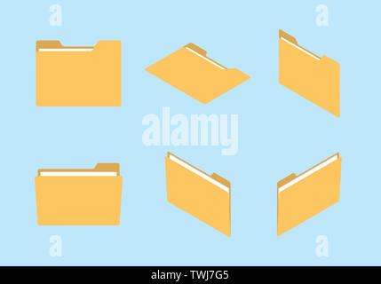 Icona della cartella insieme con varie forme ed isometrico appartamento moderno concetto di stile - illustrazione vettoriale Foto Stock