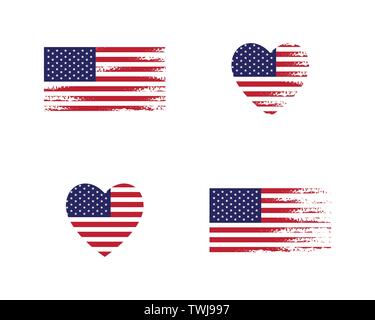 Bandiera americana icona vettore illustrazione del modello di progettazione Illustrazione Vettoriale