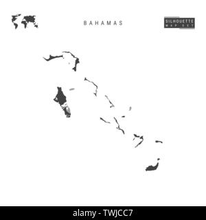 Bahamas vuoto mappa vettore isolato su sfondo bianco. High-Detailed silhouette nera Mappa di Bahamas. Illustrazione Vettoriale