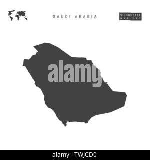 Arabia Saudita vuoto mappa vettore isolato su sfondo bianco. High-Detailed silhouette nera Mappa di Arabia Saudita. Illustrazione Vettoriale