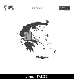 Grecia vuoto mappa vettore isolato su sfondo bianco. High-Detailed silhouette nera Mappa di Grecia. Illustrazione Vettoriale