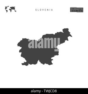 La Slovenia vuoto mappa vettore isolato su sfondo bianco. High-Detailed silhouette nera Mappa della Slovenia. Illustrazione Vettoriale