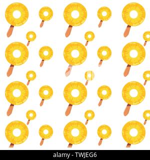 Sfondo freddo popsicles ananassi freschi fette illustrazione vettoriale Illustrazione Vettoriale