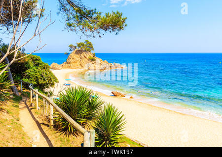 Incredibile spiaggia sabbiosa a Cap Roig, Costa Brava, Spagna Foto Stock