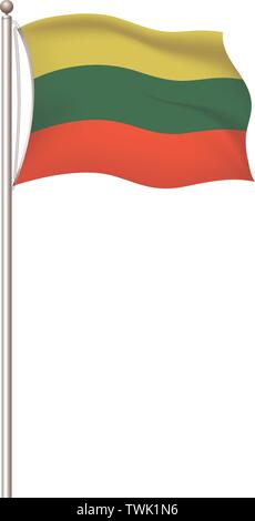 Bandiere del mondo. Paese di bandiera nazionale post sfondo trasparente. La Lituania. Illustrazione Vettoriale. Illustrazione Vettoriale