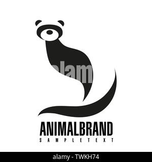 Ferret. Illustrazione Vettoriale del logo. Stilizzata, semplificata e isolato graziosi animali. Illustrazione Vettoriale