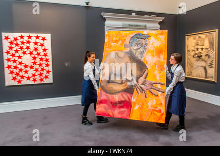 Londra, Regno Unito. Il 21 giugno, 2019. Anteprima della vendita contemporanea da Sotheby's a Londra. Le aste si svolgerà il 26 giugno. Credito: Guy Bell/Alamy Live News Foto Stock