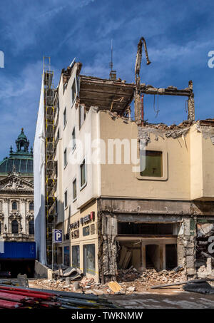 Demolizione di opere Hotel Koenigshof, Monaco di Baviera, Germania, Europa Foto Stock