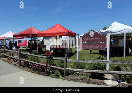 Gli agricoltori del Villaggio Mercato di Port Jefferson Long Island New York Foto Stock