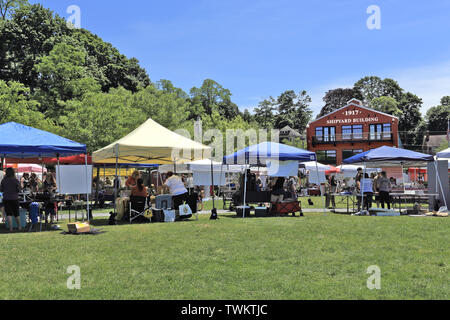 Gli agricoltori del Villaggio Mercato di Port Jefferson Long Island New York Foto Stock