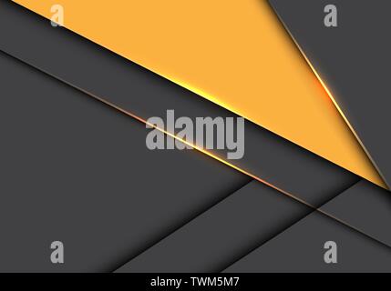 Abstract triangolo giallo il colore grigio metallico si sovrappongono design moderno sfondo futuristico illustrazione vettoriale. Illustrazione Vettoriale