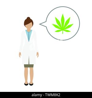 Femmina di carattere medico parla di cannabis illustrazione vettoriale EPS10 Illustrazione Vettoriale
