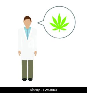 Carattere medico parla di cannabis illustrazione vettoriale EPS10 Illustrazione Vettoriale