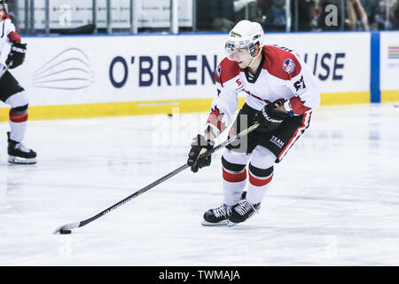 Giugno 21, 2019 - MELBOURNE, Australia - 21 giugno: Kyle Heffernan del Canada nel 2019 Ice Hockey Classic in Melbourne, Australia (credito Immagine: © Chris Putnam/ZUMA filo) Foto Stock