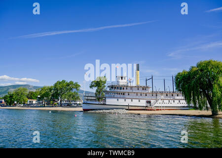 Stern wheeler, SS Sicamous, Penticton, Okanagan Valley, British Columbia, Canada Foto Stock