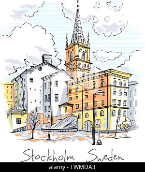 In Riddarholmen Stoccolma, Svezia Illustrazione Vettoriale