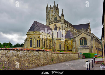 Downside Abbey e Chiesa Abbaziale, Stratton-su-il-Fossato, Somerset, Regno Unito Foto Stock