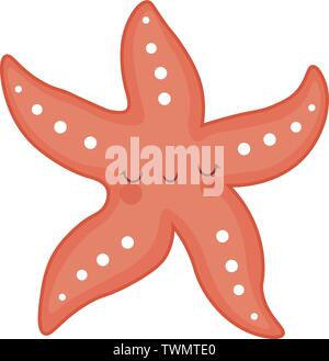 Creatura del mare. abitante del mare.starfish cartoon illustrazione vettoriale. Red carino starfish illustrazione per bambini e neonati. Illustrazione Vettoriale