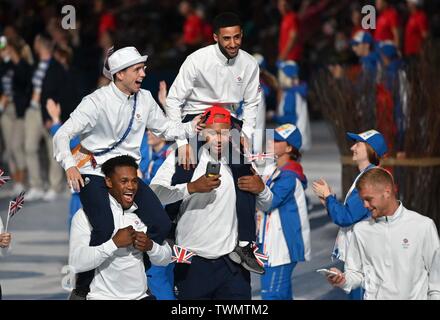 Minsk, Bielorussia. 21 giu 2019. TeamGB entrare nello stadio. Cerimonia di apertura del 2° giochi europei a Minsk2019. Minsk, Bielorussia. Il 21 giugno, 2019. Credito: Sport In immagini/Alamy Live News Foto Stock