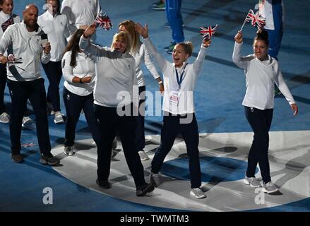 Minsk, Bielorussia. 21 giu 2019. TeamGB entrare nello stadio. Cerimonia di apertura del 2° giochi europei a Minsk2019. Minsk, Bielorussia. Il 21 giugno, 2019. Credito: Sport In immagini/Alamy Live News Foto Stock