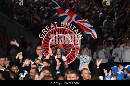 Minsk, Bielorussia. 21 giu 2019. TeamGB entrare nello stadio. Cerimonia di apertura del 2° giochi europei a Minsk2019. Minsk, Bielorussia. Il 21 giugno, 2019. Credito: Sport In immagini/Alamy Live News Foto Stock