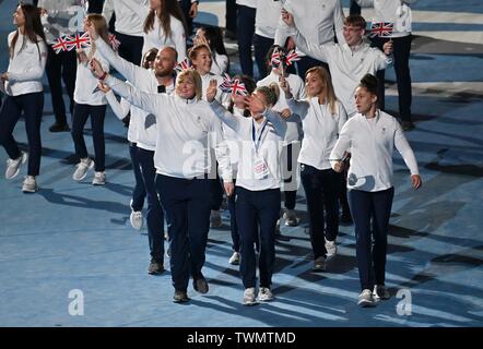 Minsk, Bielorussia. 21 giu 2019. TeamGB entrare nello stadio. Cerimonia di apertura del 2° giochi europei a Minsk2019. Minsk, Bielorussia. Il 21 giugno, 2019. Credito: Sport In immagini/Alamy Live News Foto Stock