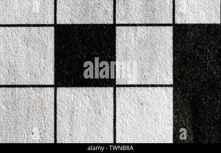 Macro Immagine del bianco e nero vuoto piazze cruciverba Foto Stock